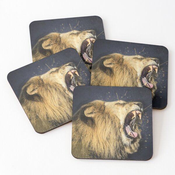 Item preview, lion art on black background designed and sold by Xippy Art.