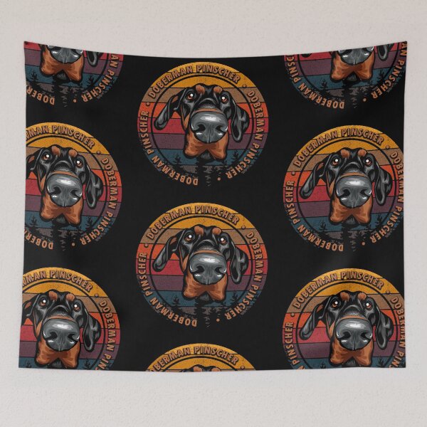 Item preview, Doberman Pinscher distressed sunset retro dog face design designed and sold by SamRVstore.