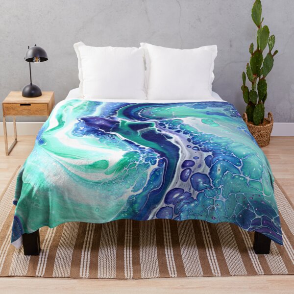 Item preview, Acrylic pour painting art - bubbles and waves - blue designed and sold by PuzbieArts.