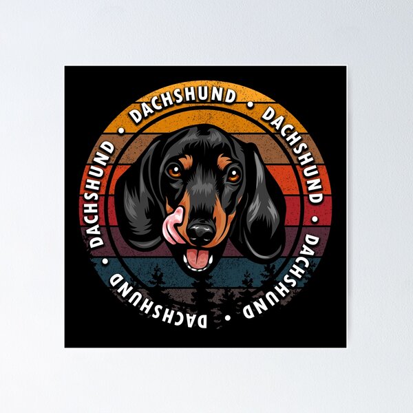 Item preview, Dachshund distressed sunset retro dog face design designed and sold by SamRVstore.