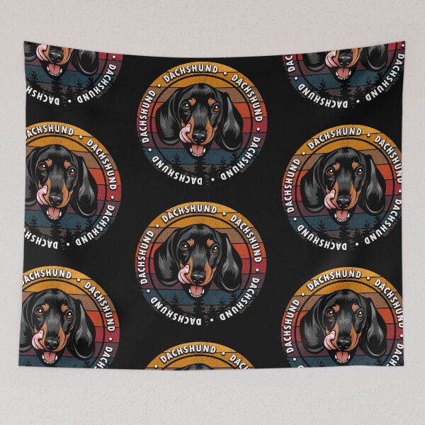 Item preview, Dachshund distressed sunset retro dog face design designed and sold by SamRVstore.