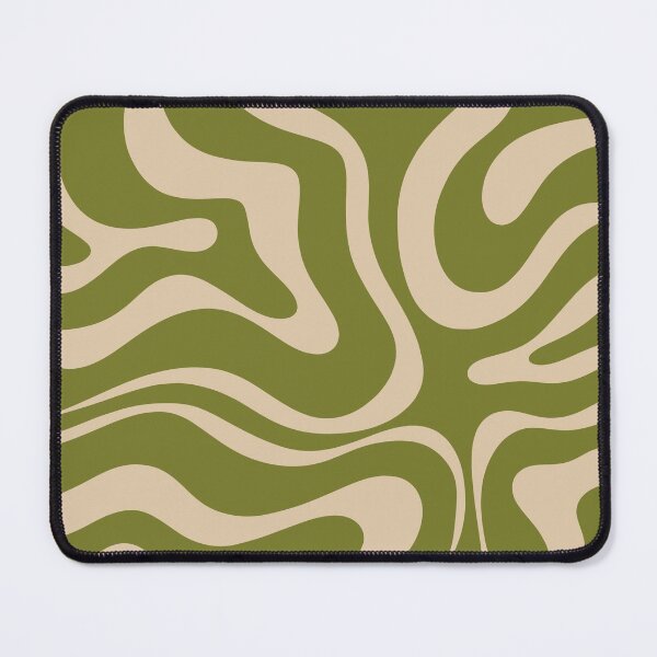 Item preview, Modern Liquid Swirl Abstract Pattern in Mid Mod Olive Green and Beige designed and sold by kierkegaard.