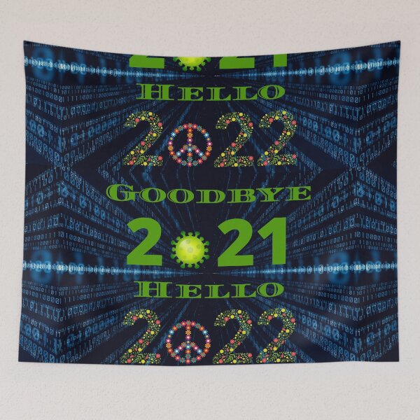 Item preview, goodbye 2021 hello 2022 with floral numbers and peace symbole designed and sold by lelixart.