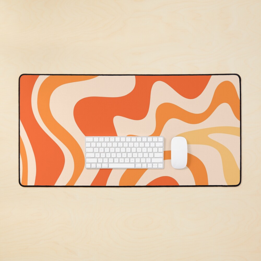 Tangerine Liquid Swirl Retro Modern Abstract Pattern Mouse Pad