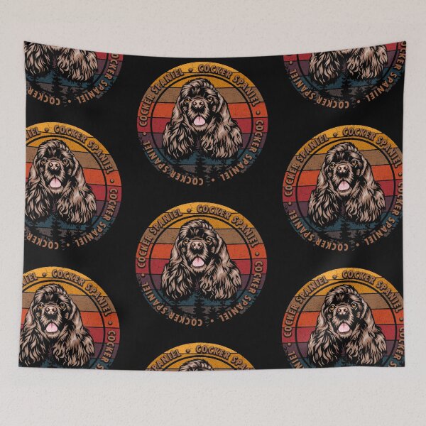 Item preview, Cocker spaniel distressed sunset retro dog face design designed and sold by SamRVstore.