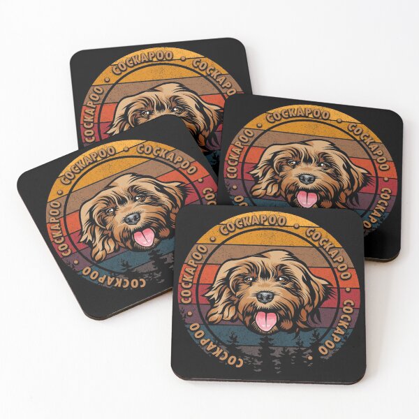 Item preview, Cockapoo distressed sunset retro dog face design designed and sold by SamRVstore.