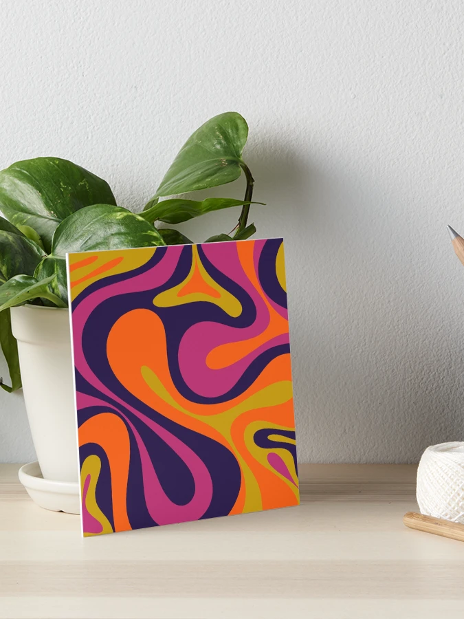 Mod Swirl Retro Abstract 60s 70s 80s Pattern Blue Orange