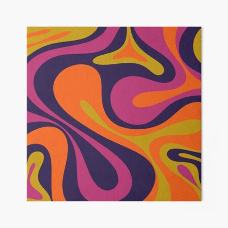 Mod Swirl Retro Abstract 60s 70s 80s Pattern Blue Orange