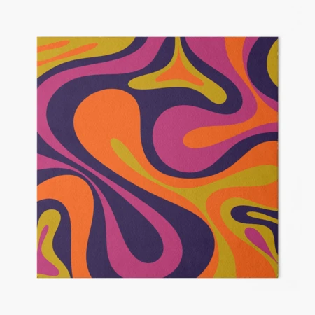 Mod Swirl Retro Abstract 60s 70s 80s Pattern Blue Orange