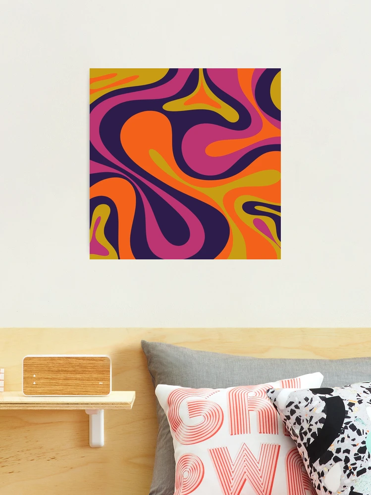 Mod Swirl Retro Abstract 60s 70s 80s Pattern Blue Orange Lime