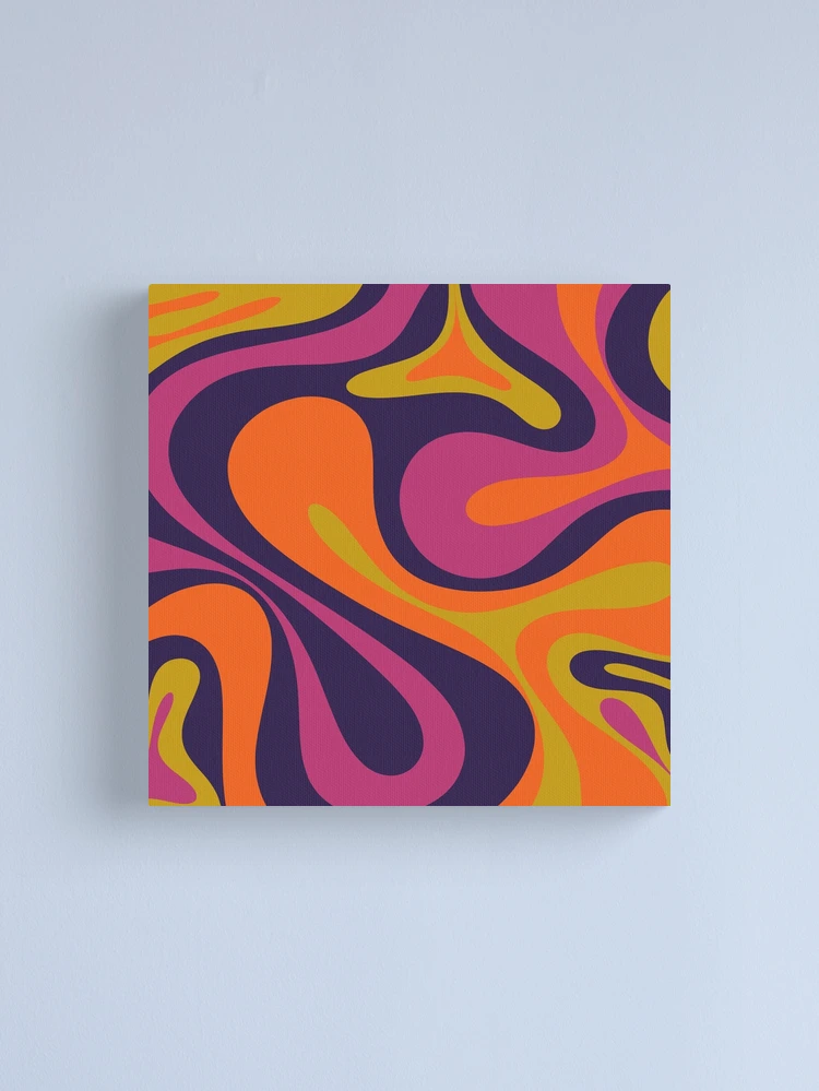 Mod Swirl Retro Abstract 60s 70s 80s Pattern Blue Orange Lime