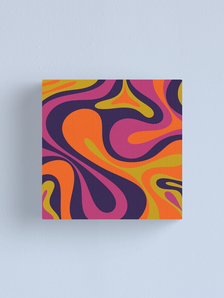 Mod Swirl Retro Abstract 60s 70s 80s Pattern Blue Orange Lime