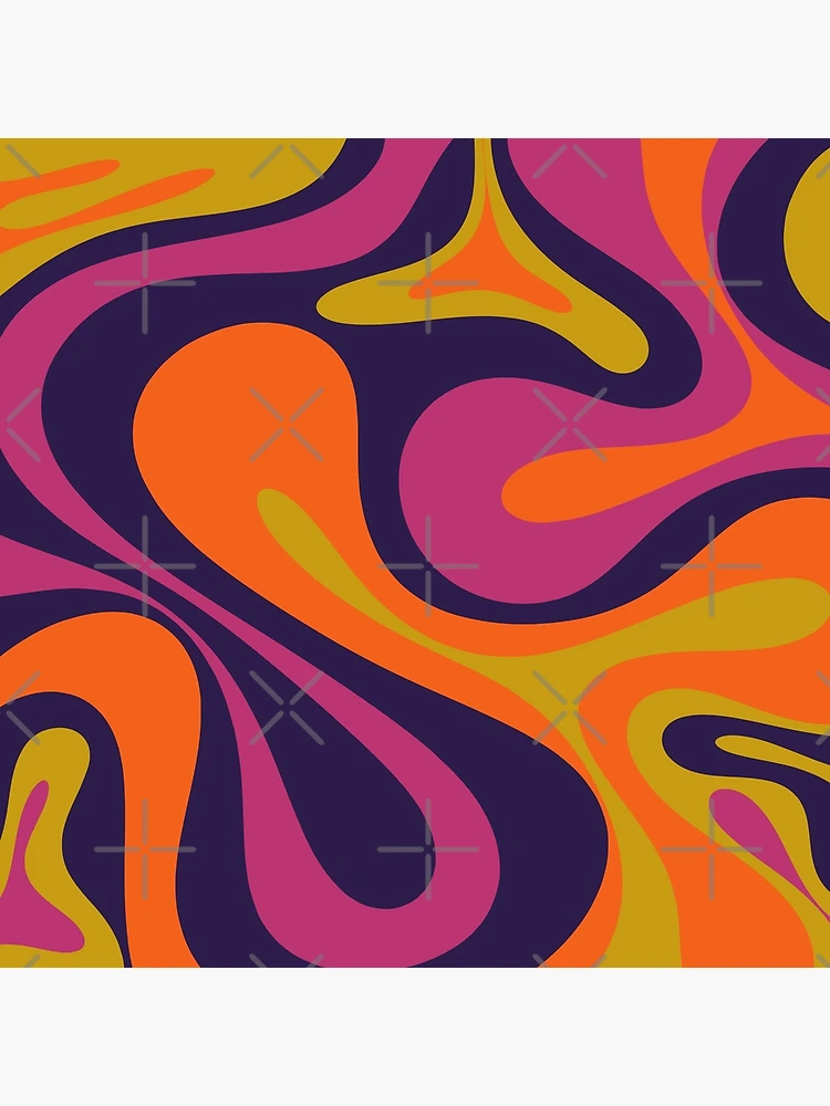 Groovy 70's Patchwork Retro Pattern, Sunburst, Orange, Purple