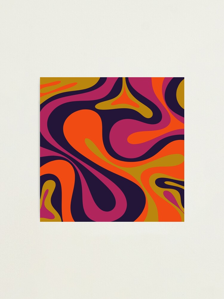 Mod Swirl Retro Abstract 60s 70s 80s Pattern Blue Orange Lime