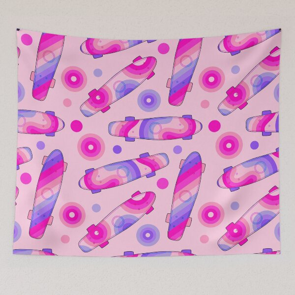 Item preview, Retro Skateboard Print Neon Pink and Purple designed and sold by MadeByBeata.