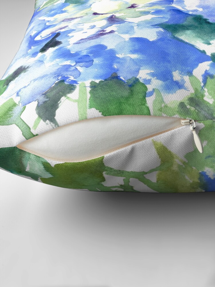 Thumbnail 2 of 4, Pillow, Hydrangea Flowers and Hummingbird designed and sold by surenart.