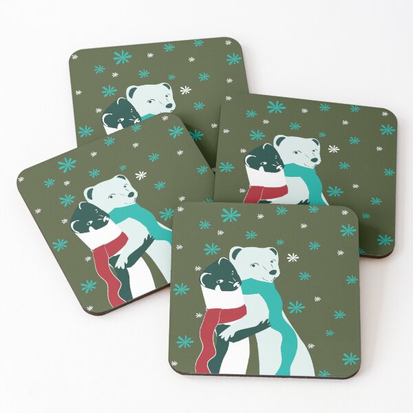 Item preview, Mustelid Christmas Weasel Hugs green designed and sold by belettelepink.