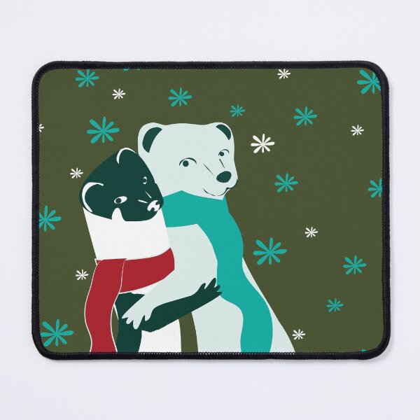 Item preview, Mustelid Christmas Weasel Hugs green designed and sold by belettelepink.