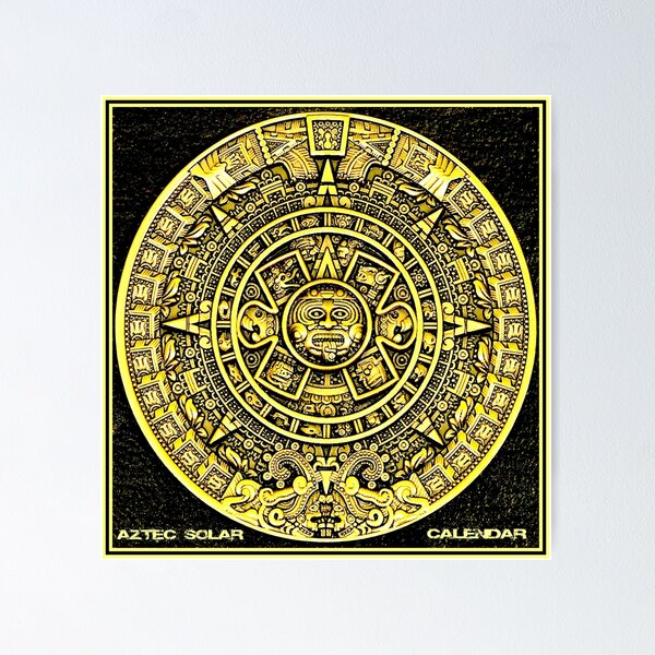 Aperçu de l'œuvre CALENDRIER SOLAIRE AZTEC; Impression d'Art Vintage créée et vendue par posterbobs.