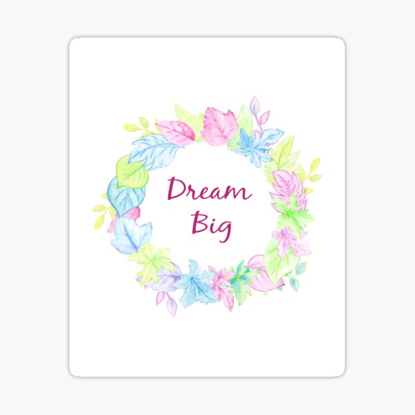 Item preview, Typography "dream big" Pastel leaf wreath  designed and sold by cornercroft.