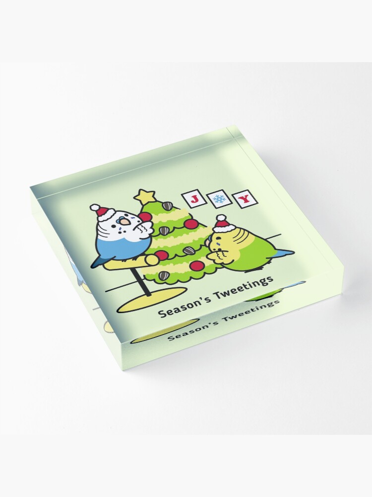 Alternate view of Season's Tweetings Chubby Budgies Acrylic Block