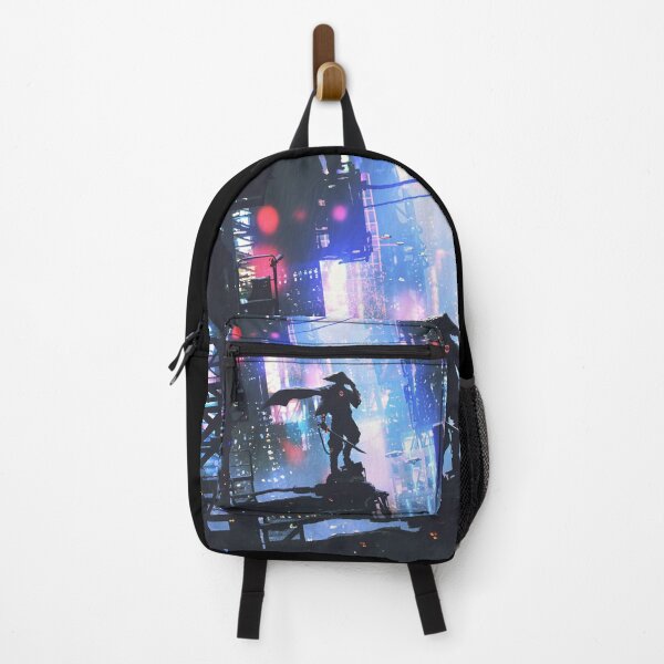 Item preview, Futuristic Samurai Standing on Building painting art designed and sold by ONORMAL.