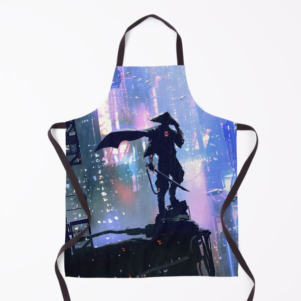 Item preview, Futuristic Samurai Standing on Building painting art designed and sold by ONORMAL.
