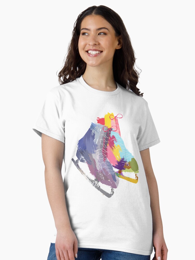 Thumbnail 1 of 7, Classic T-Shirt, Ice Skates | Abstract Watercolor designed and sold by WriteOnThyme.
