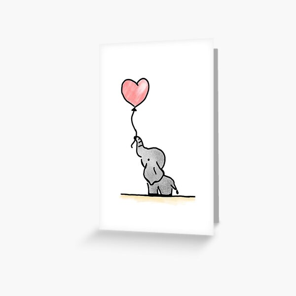 Item preview, Baby Elephant With Heart Balloon designed and sold by One Pine Designs.