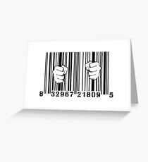 Tarjeta de felicitación Capturado por el consumismo UPC Barcode Prison