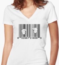 Captured By Consumerism UPC Barcode Prison Women's Fitted V-Neck T-Shirt