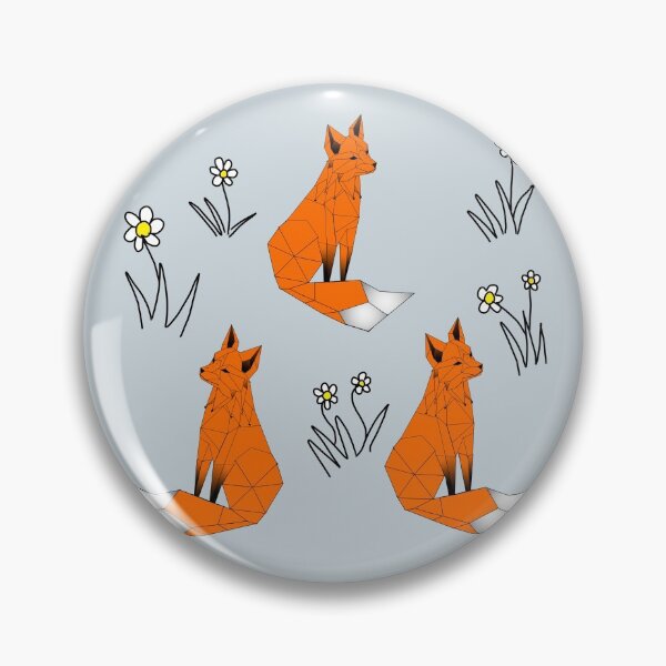 Item preview, Geometric Red foxes and daisies  pale light grey background  designed and sold by DemonicGloom.
