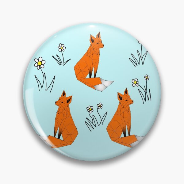 Item preview, Geometric Red foxes and daisies  pale blue background  designed and sold by DemonicGloom.