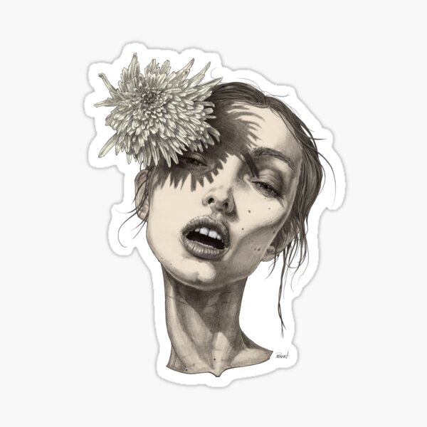 Katty with the big white flower Sticker