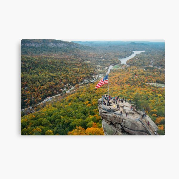 Chimney Rock American Flag Metal Print