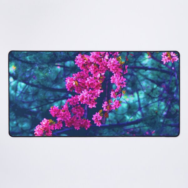 Uplifting Bright Pink River Of Flowers Desk Mat