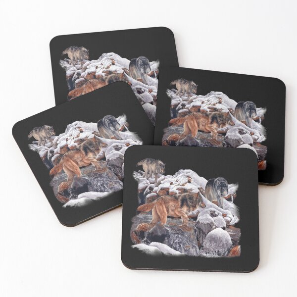 Item preview, Native American Indian Wolf Lovers Wolf Pack Hunting By A Creek designed and sold by fantasticdesign.