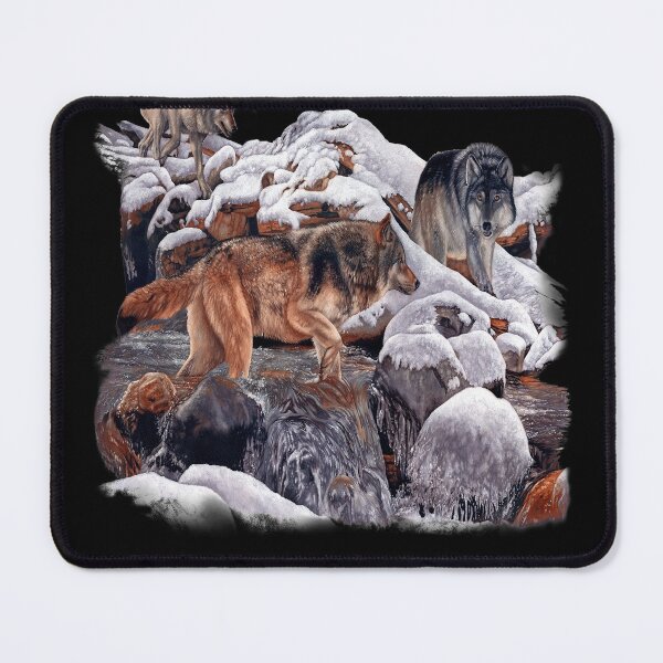 Item preview, Native American Indian Wolf Lovers Wolf Pack Hunting By A Creek designed and sold by fantasticdesign.