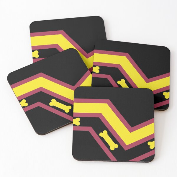 COLORFUL ABSTRACT FLUID PRINT SET OF 4 COASTERS RUBBER WITH FABRIC TOP 