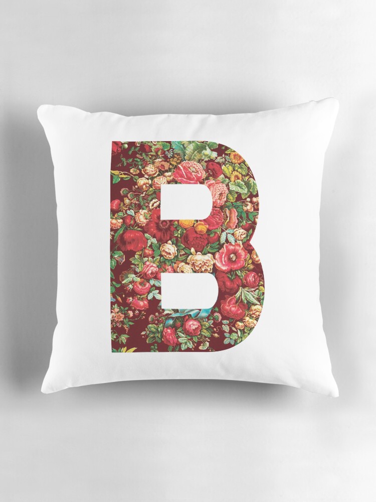 Thumbnail 3 of 4, Pillow, Initial B, Roses designed and sold by stickmeok.