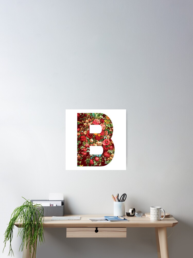 Thumbnail 2 of 3, Poster, Initial B, Roses designed and sold by stickmeok.