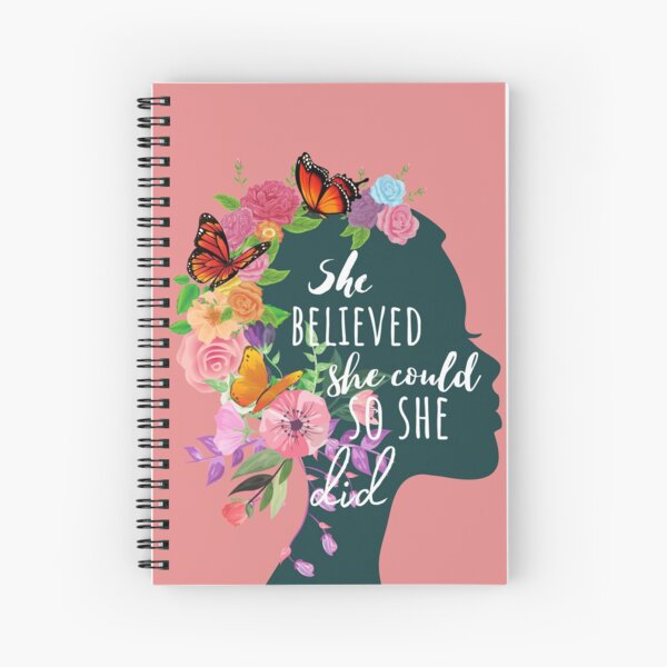 She Believed She Could So She Did - Botanical Spiral Notebook