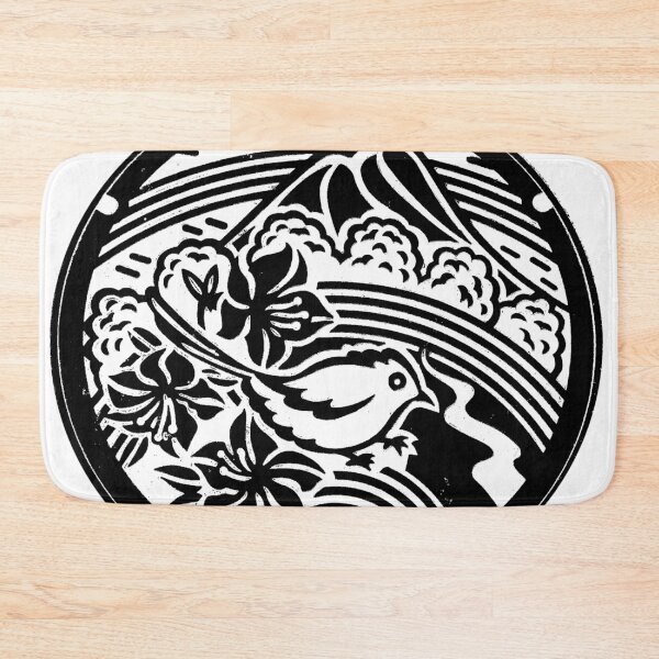 Item preview, Bird in front of mountain on manhole in Japan - black designed and sold by mattraski.