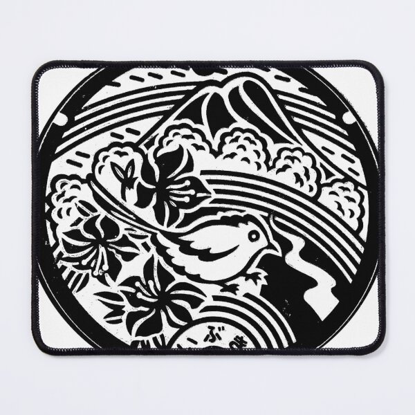 Item preview, Bird in front of mountain on manhole in Japan - black designed and sold by mattraski.