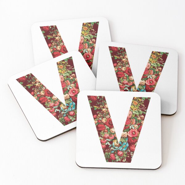 Artikelvorschau, Initial V, Blumen entworfen und verkauft von stickmeok.