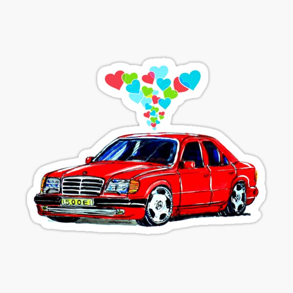 Sticker /Aufkleber Schwarz Mercedes W124 Kombi AMG Seitenansicht 
