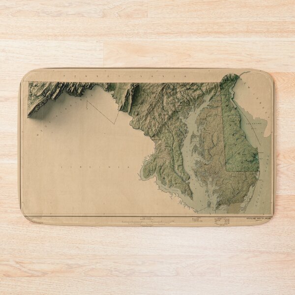 Item preview, 1950 Maryland and Delaware Relief Map 3D digitally-rendered designed and sold by ThinkAboutMaps.