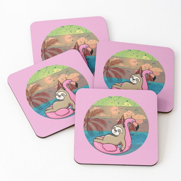 Item preview, Sloth Floating Flamingo Tropical Ocean Retro Colors designed and sold by tamdevo1.
