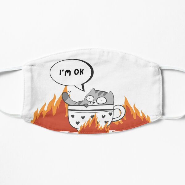 A Cat Drinking Coffee Meme, A Cat Drinking Coffee, Cat on Caffeine, Cat on Caffeine Meme, Cat on Coffee Meme, Cat on Fire, Cat on Fire Meme, International Cat Day Flat Mask