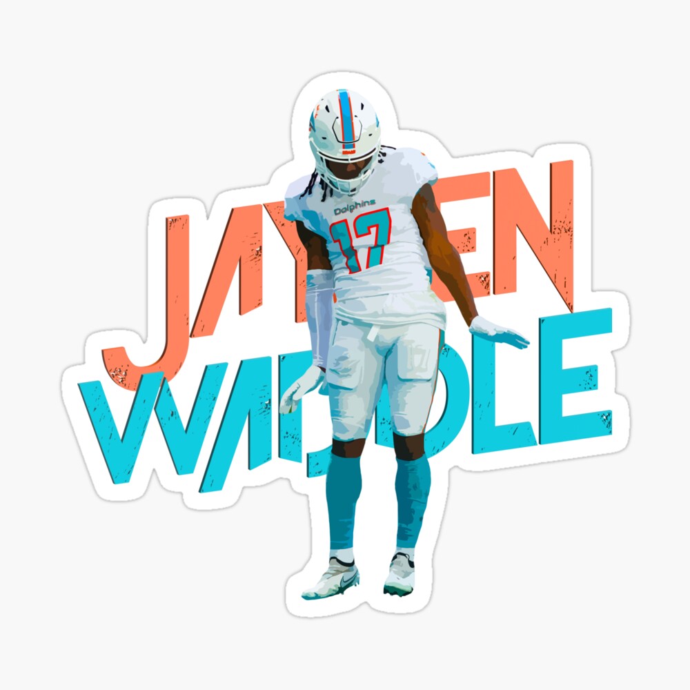 Jaylen Waddle Miami Dolphins Football Art Illustrated Poster Print